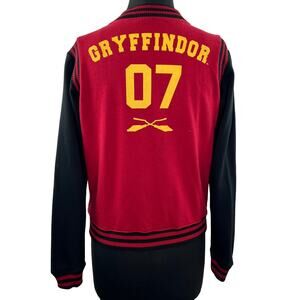 Harry Potter Red Black Cardigan Gryffindor Long Sleeve Varsity Jacket Sz S Small